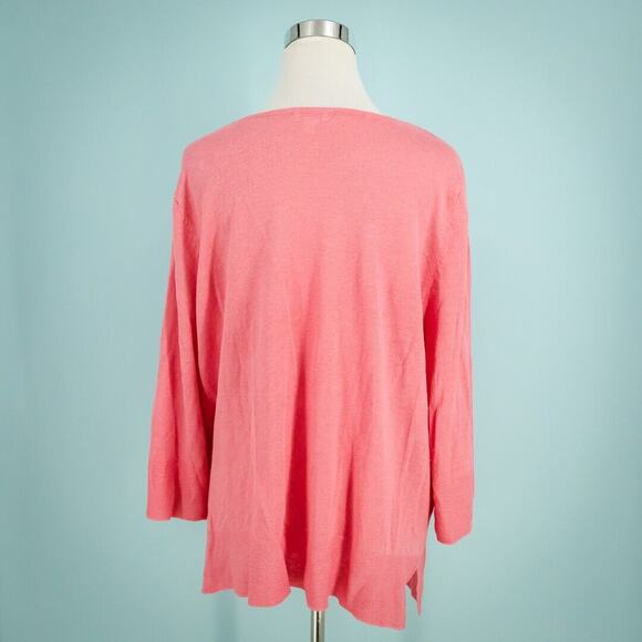 J. Jill Size XL Pink Caroline Boat Neck Long Sleeve Linen Cotton Blend Sweater - Picture 3 of 7